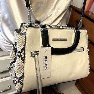 Kenneth Cole reaction snakeskin trimmed Crossbody bag, removable strap, handles